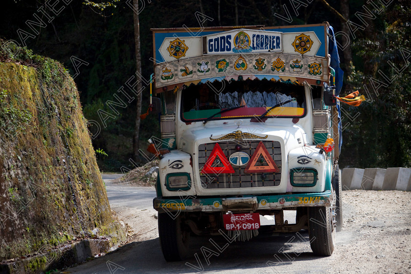 91532 Bhutan 
 Bright decorated TATA Heavy Goods colourful Lorry, Bhutan 
 Keywords: lorry heavy tata goods truck transport Bhutan