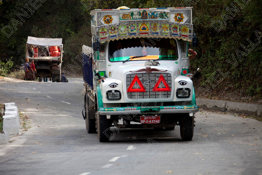 91550 Bhutan 
 Bright decorated TATA Heavy Goods colourful Lorry, Bhutan 
 Keywords: lorry heavy tata goods truck transport Bhutan