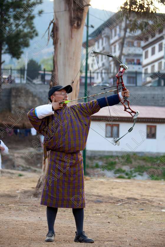 90798 Bhutan-Archery 
 Archers practising archery, 
 Keywords: bow arrow national sports target competition Bhutan